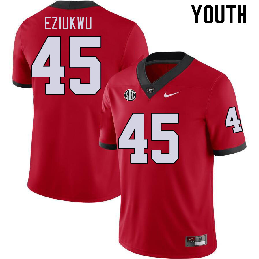 Youth #45 Austine Eziukwu Georgia Bulldogs College Football Jerseys Stitched-Red - Click Image to Close